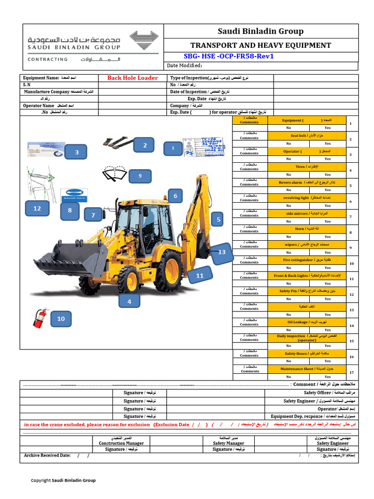 Back Hole Loader CHECK LIST | PDF