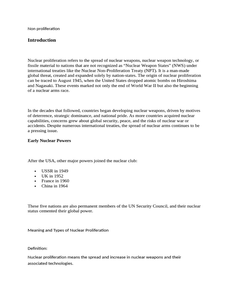 Understanding Nuclear Proliferation Risks | PDF | Nuclear Proliferation ...