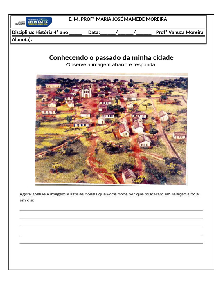 História da Cidade: Atividade 4º Ano | PDF