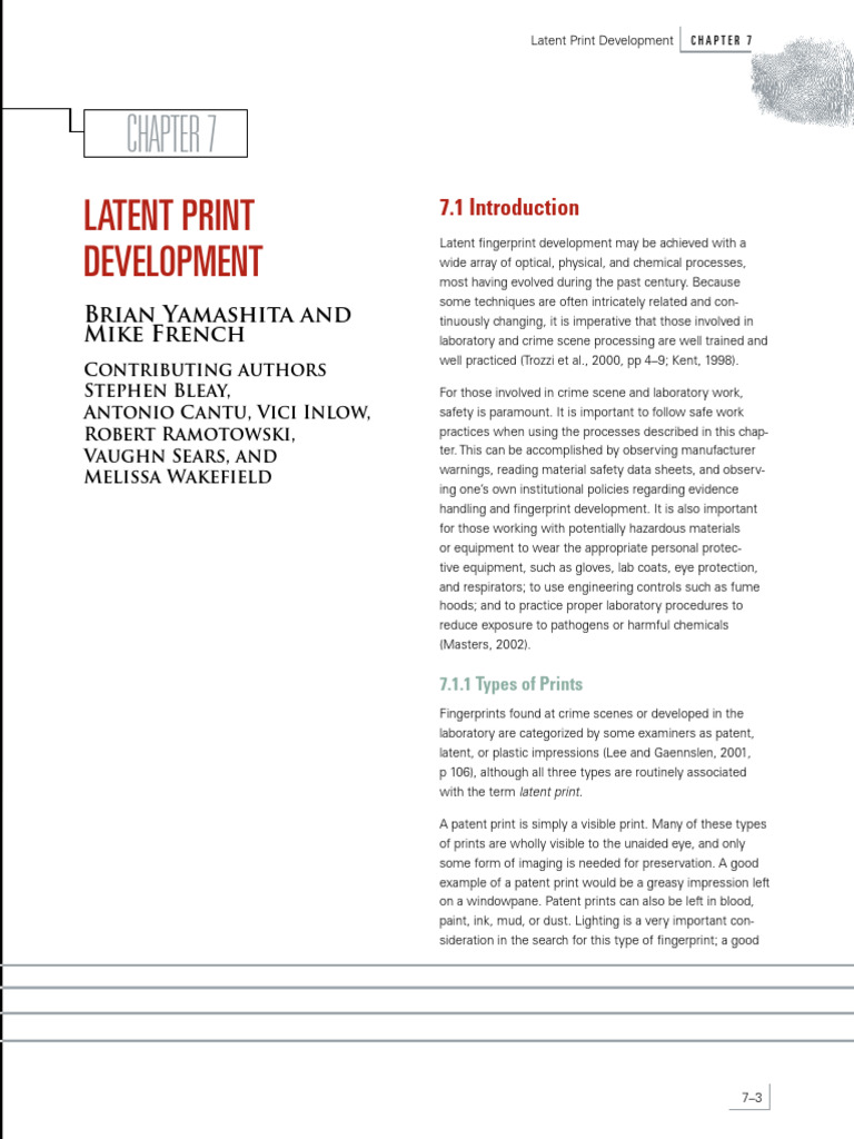 Latent Fingerprint Development Techniques | PDF | Fingerprint