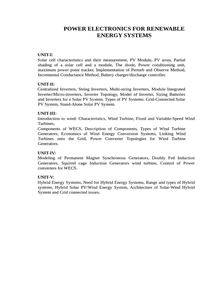 Power Electronics in Renewable Energy Systems | PDF