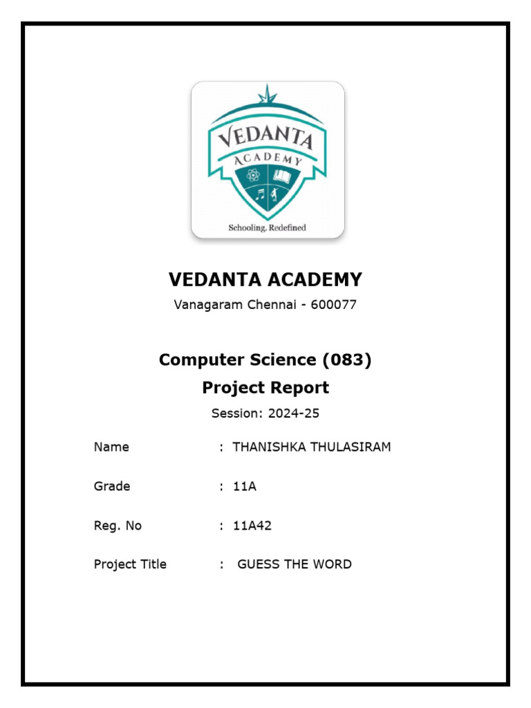 Guess the Word Game Project Report | PDF | Python (Programming Language ...