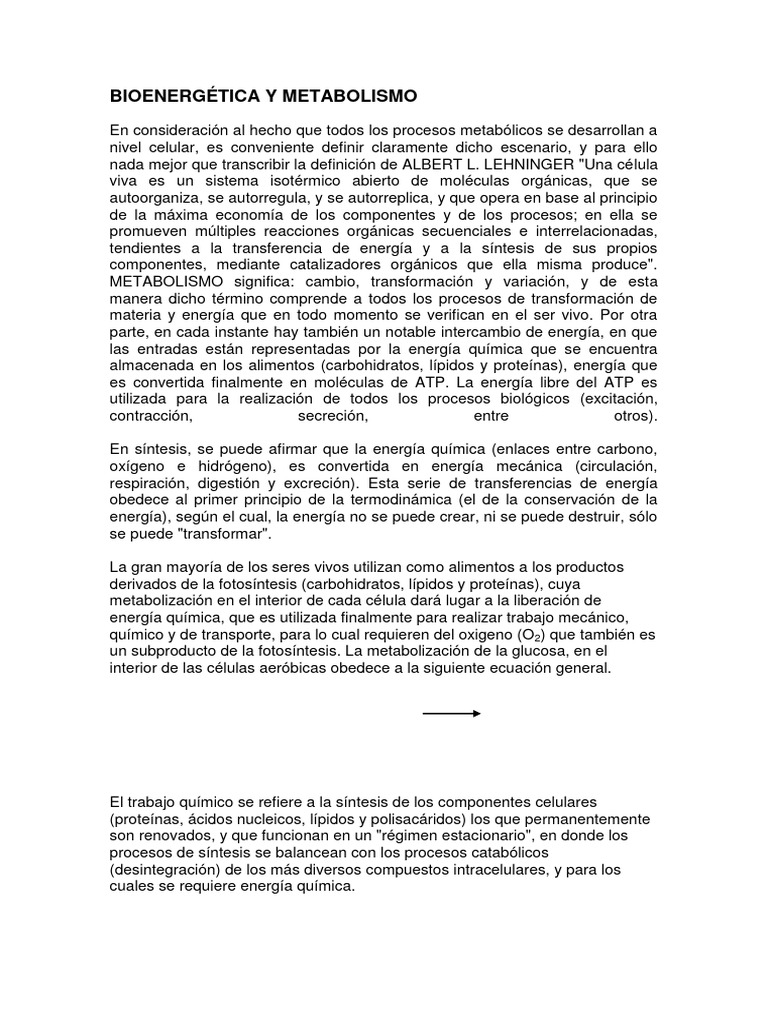 Bioenergetica y Metabolismo | PDF | Fotosíntesis | Fermentación