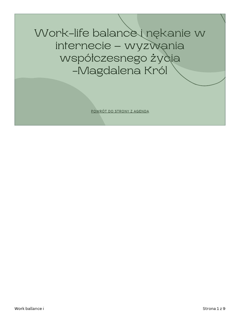 Work Ballance I | PDF