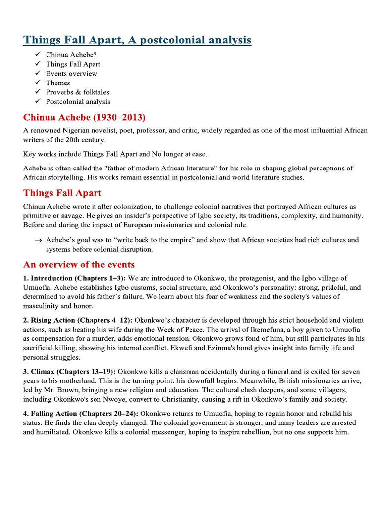 Things Fall Apart Summary | PDF