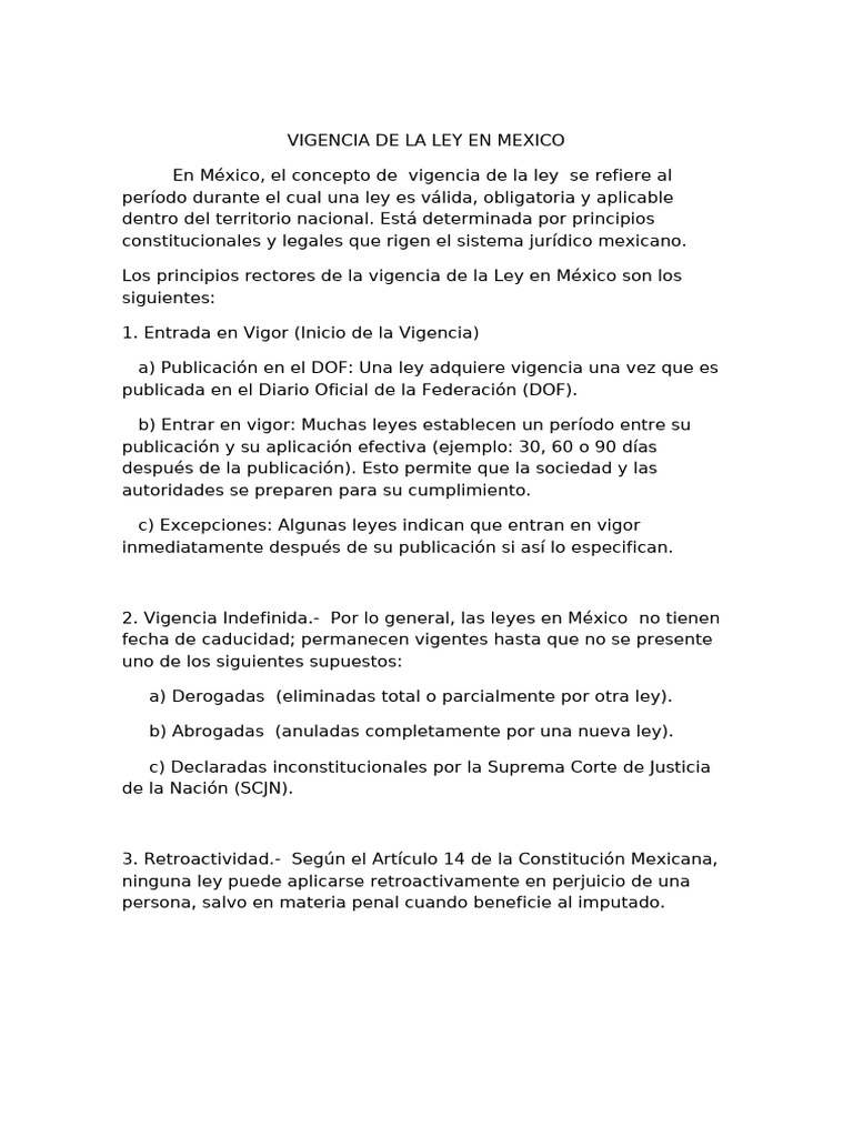 Vigencia de la Ley en México | PDF