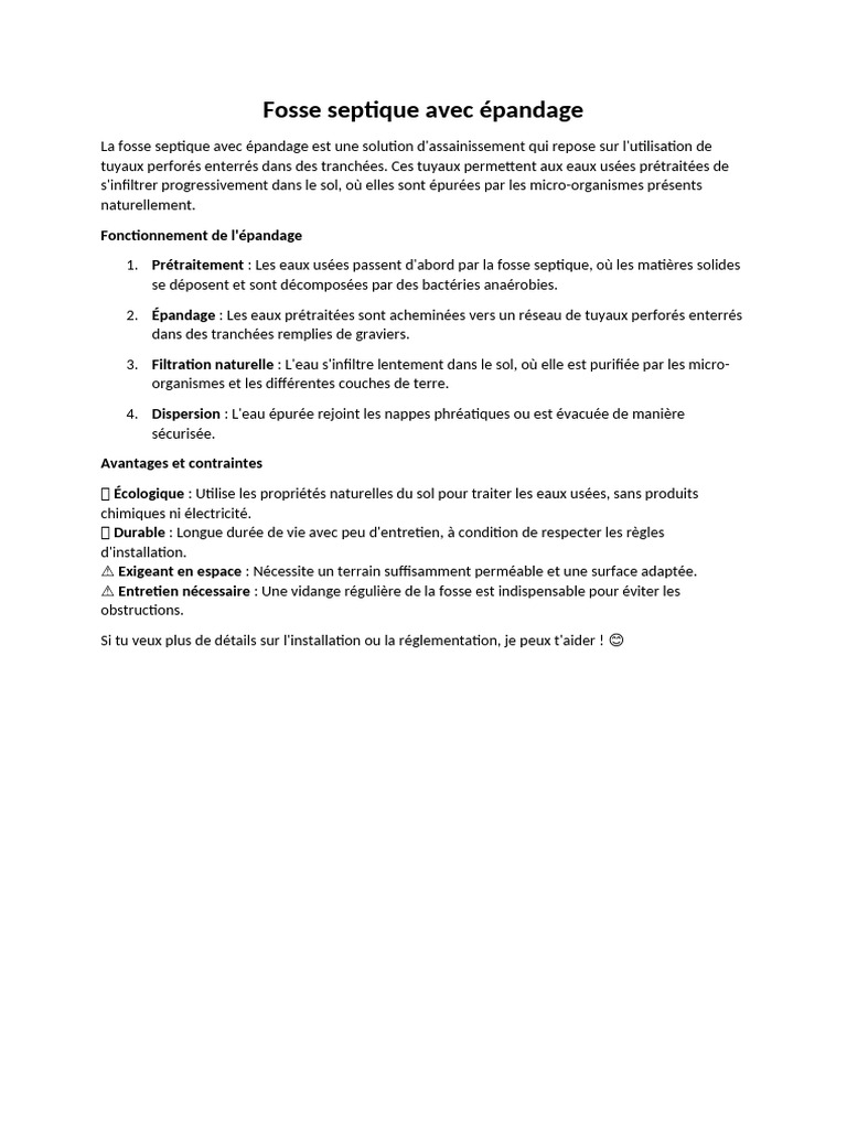 Fosse Septique avec Épandage Guide Pratique PDF — free download