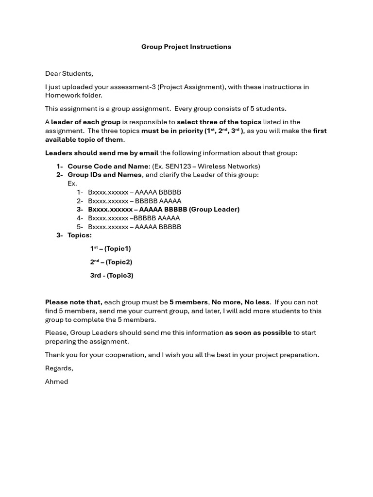 Group Project Assignment Guidelines | PDF