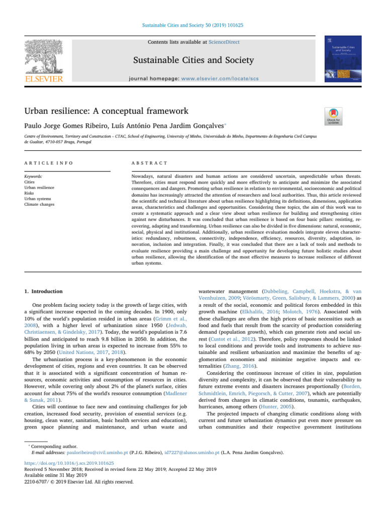 Urban Resilience Framework Explained | PDF | Ecological Resilience ...