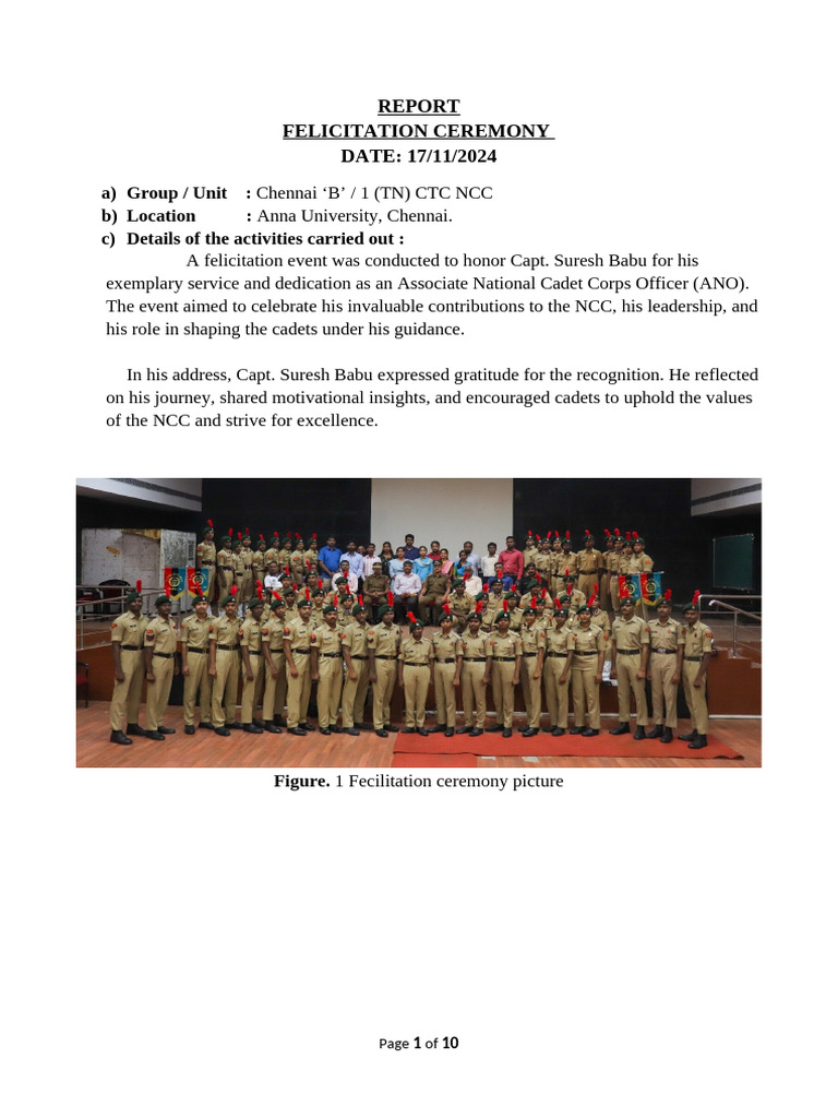 Felicitation of Capt. Suresh Babu | PDF | Military Organization