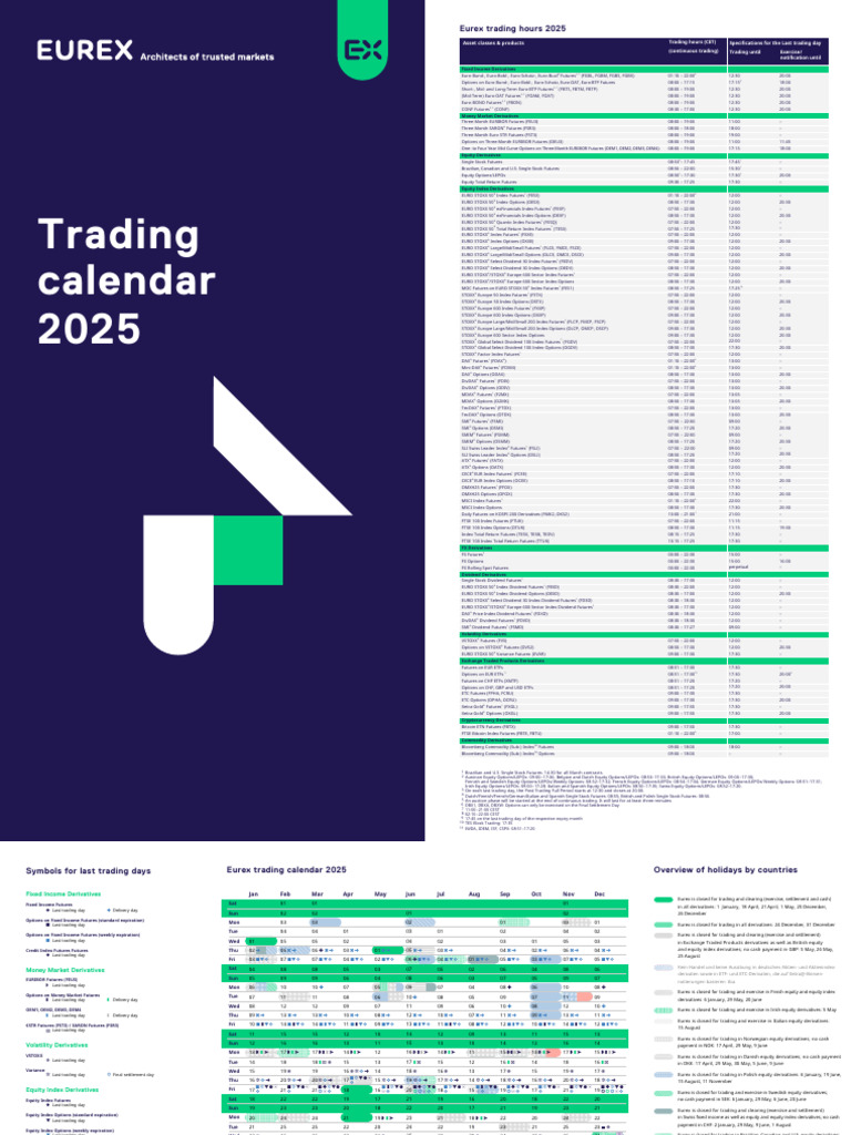 Eurex Trading Hours Overview 2025 | PDF | Option (Finance) | Futures ...