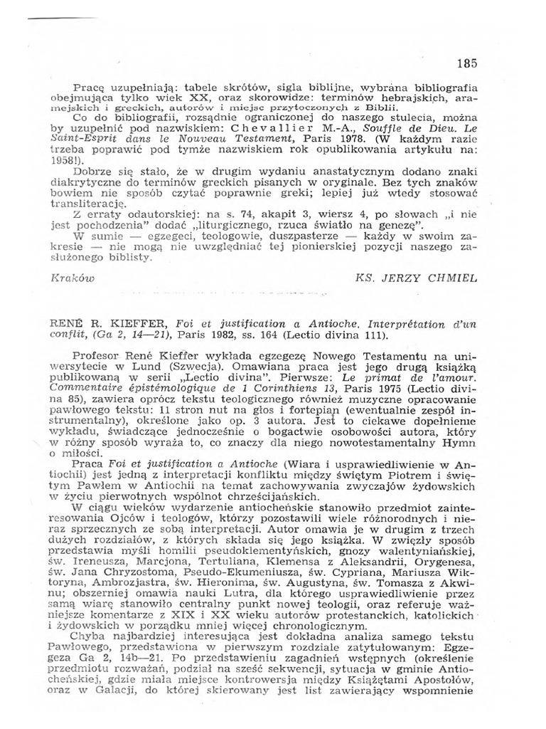 RENE R KIEFFER Foi Et Justification A Antioche Int | PDF