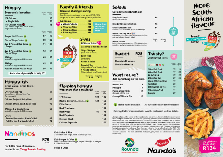 Nando's Zulu Menu and PERi-PERi Offerings | PDF | Hamburgers | Salad