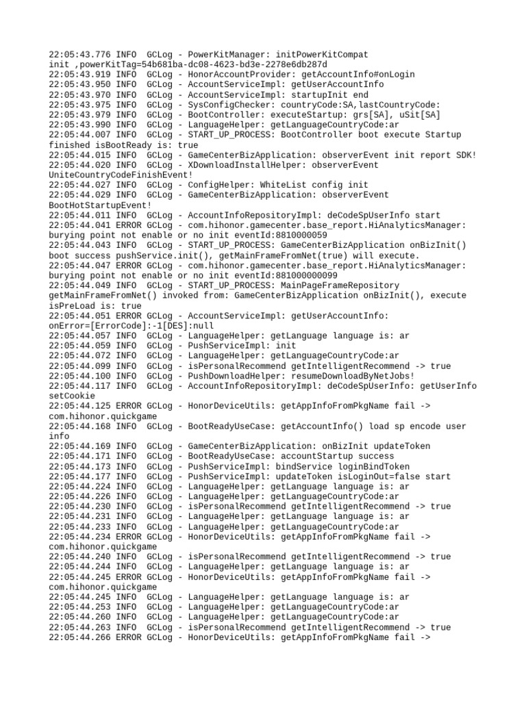 GameCenter Startup Log Analysis | PDF | Computing | Software