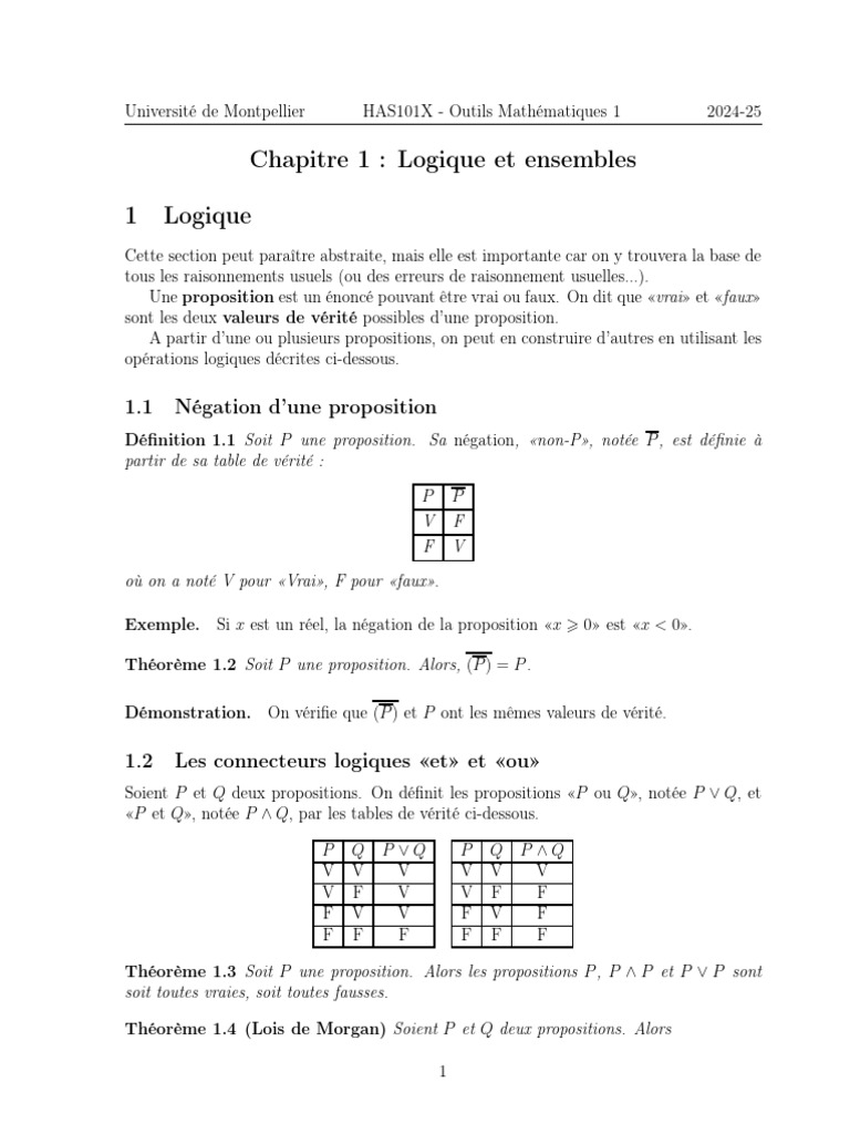Logique : Négation et Implication | PDF | Ensemble (Mathématiques ...