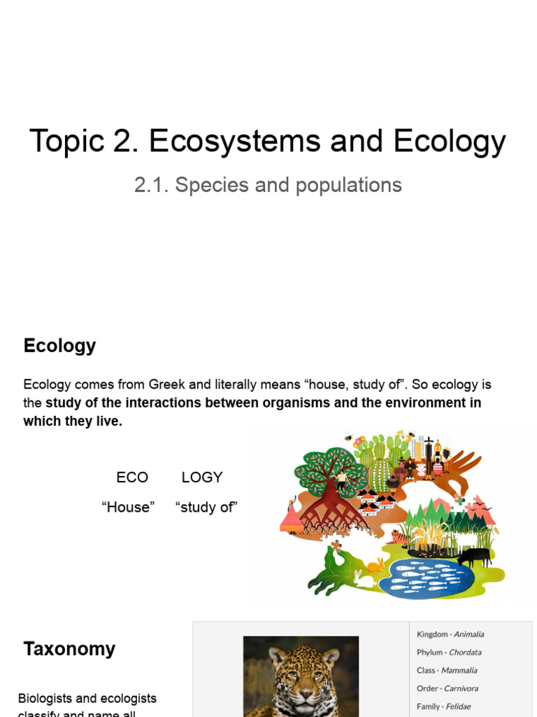 Topic 2. Ecosystems and Ecology. 2.2. Species and Population | PDF ...