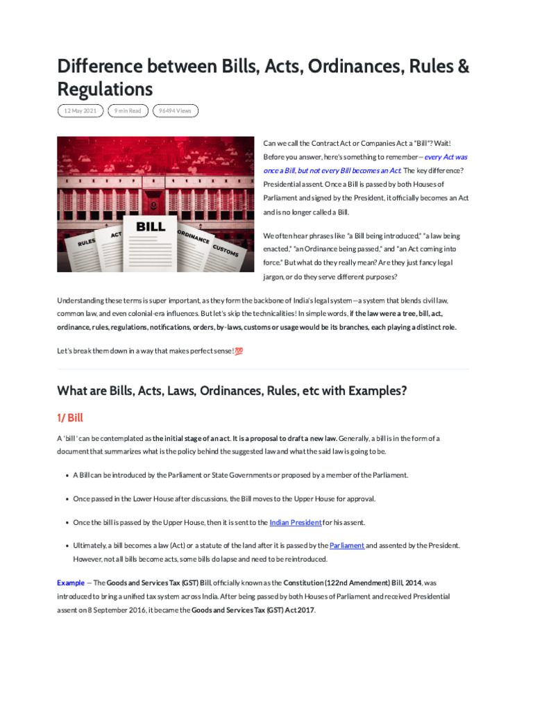 Understanding Bills, Acts, and Ordinances | PDF | Act Of Parliament ...