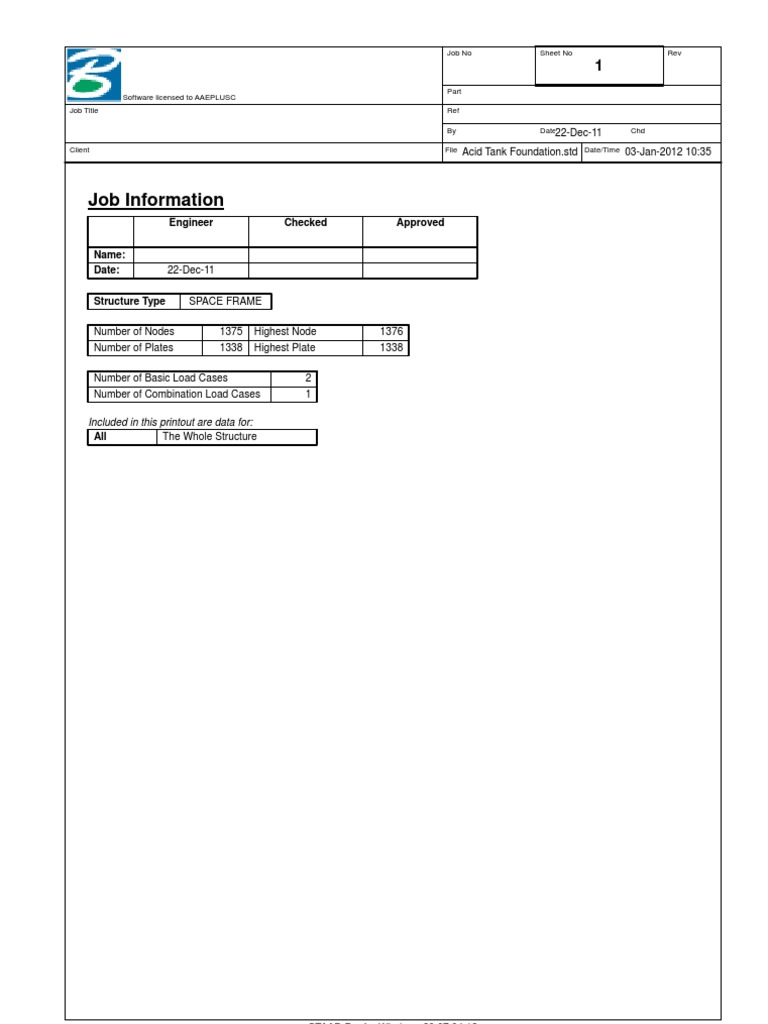 Acid Tank Foundation Structural Data | PDF