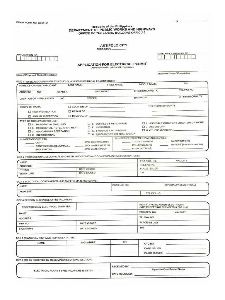 Electrical Permit Form | PDF
