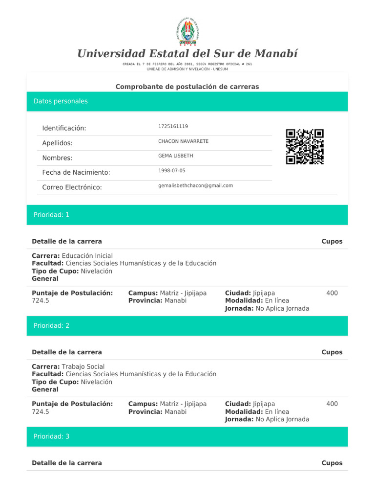 Admisión y Postulación UNESUM 2024 | PDF