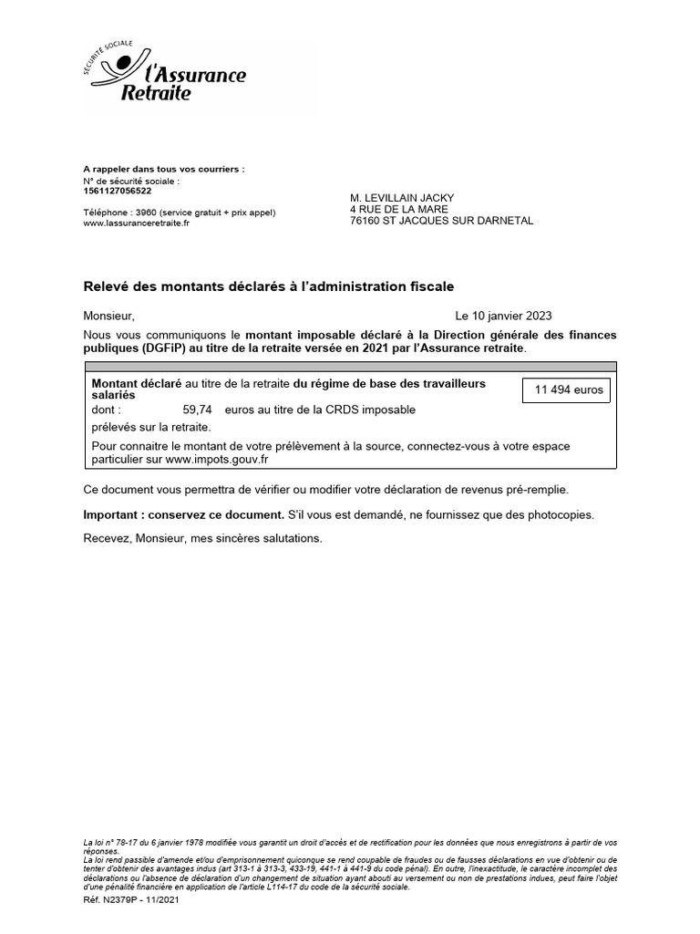 Droit d'accès et montant retraite 2021 | PDF