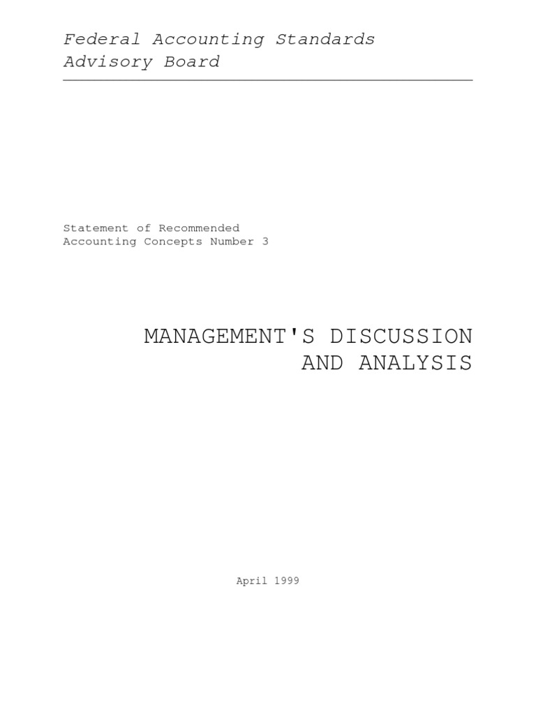 Federal Accounting Standards MD&A Concepts | PDF | Financial Statement ...