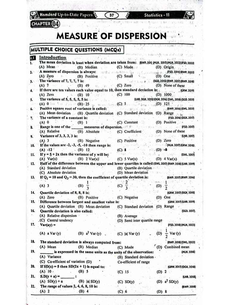 Statistics Chapter No. 4 | PDF