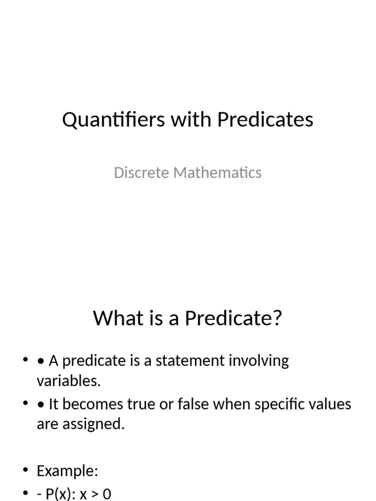 Understanding Quantifiers in Predicates | PDF
