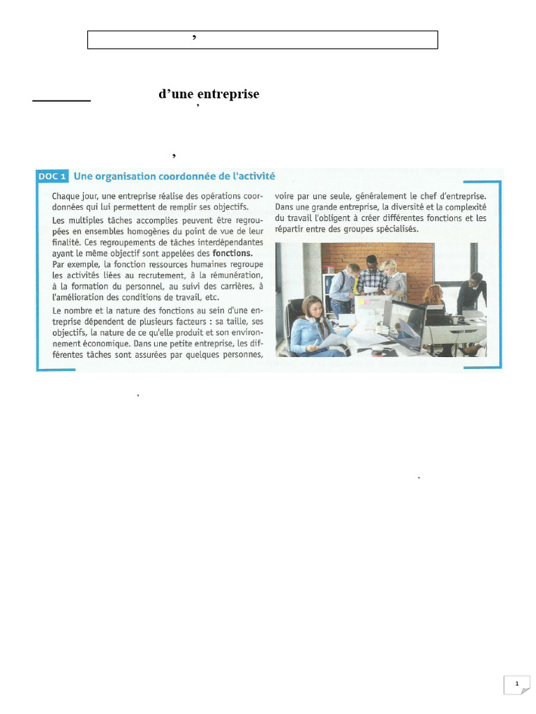 Fonctions et Interactions en Entreprise | PDF | Business | Gestion des ...