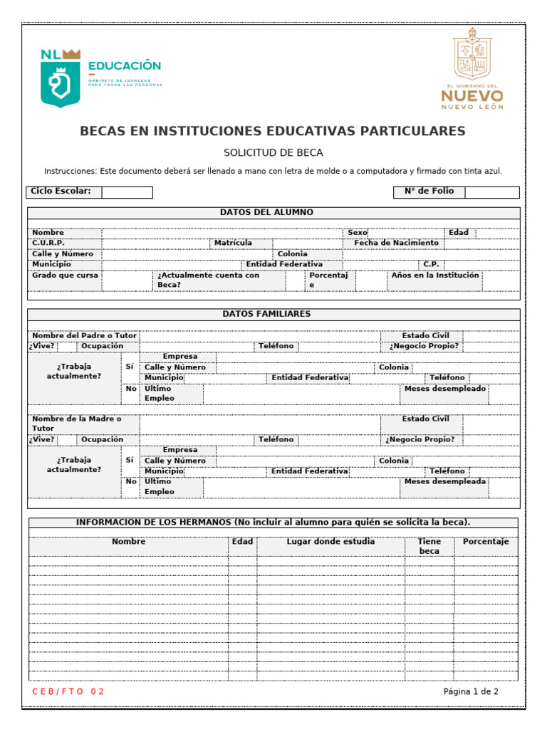 Solicitud de Beca Escolar 2023 | PDF