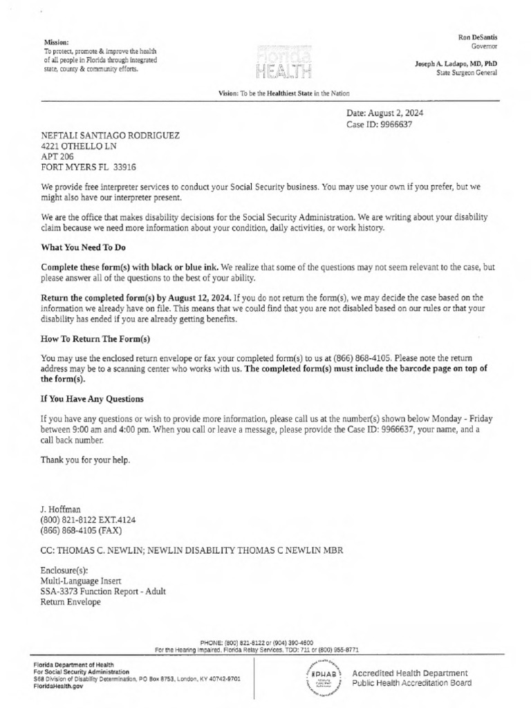 Florida Disability Claim Instructions | PDF | Social Security (United ...
