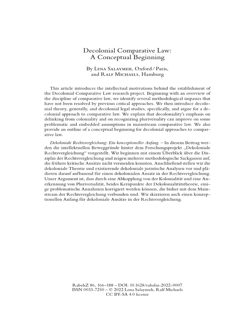 Decolonial Approaches in Comparative Law | PDF | Comparative Law ...