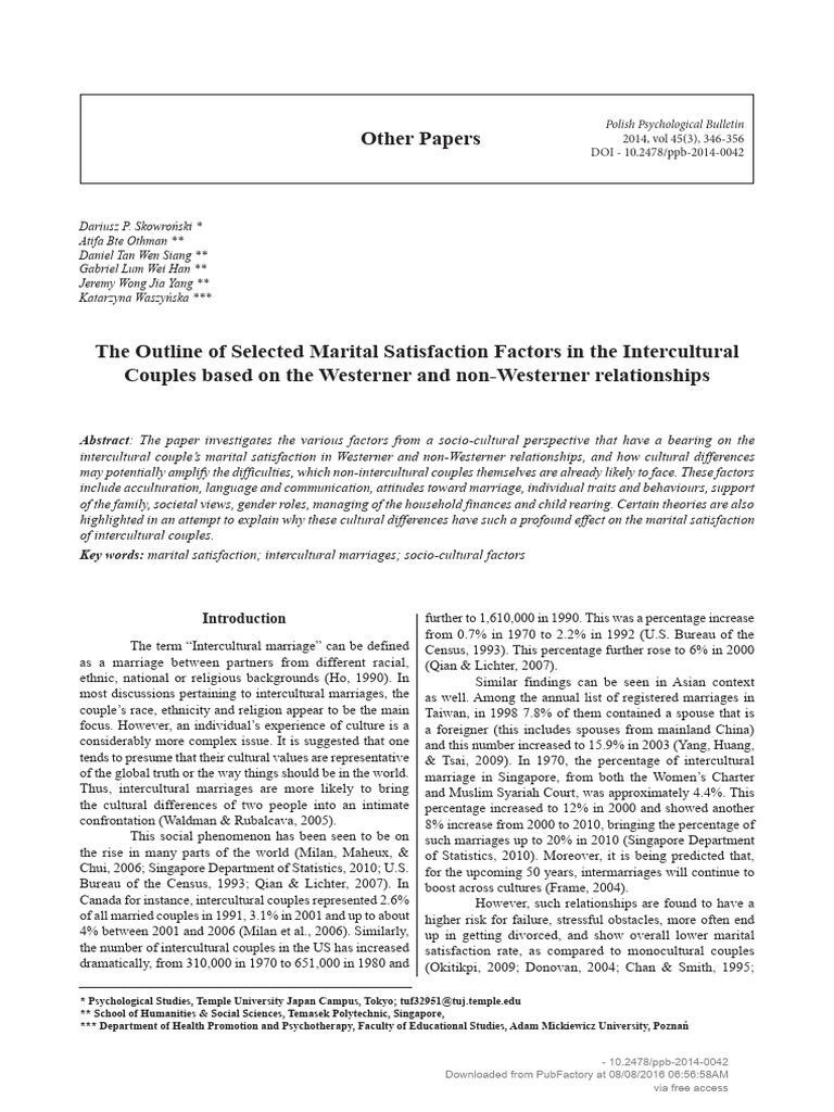 The Outline of Selected Marital Satisfaction Facto | PDF | Marriage | Goal