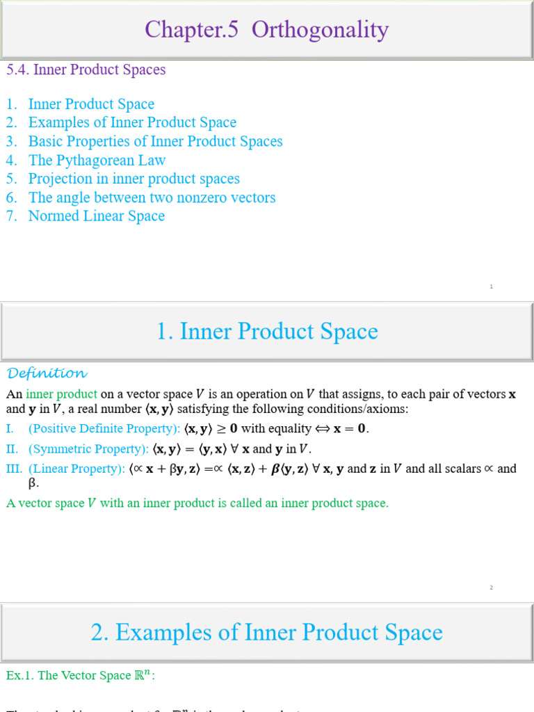 5.4 Inner Product Spaces | PDF | Vector Space | Mathematical Physics