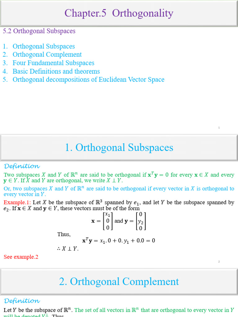 Orthogonal Subspaces Explained | PDF | Linear Subspace | Abstract Algebra
