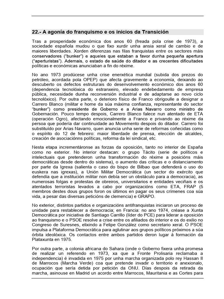 Transición e Consolidación Da Democracia | PDF