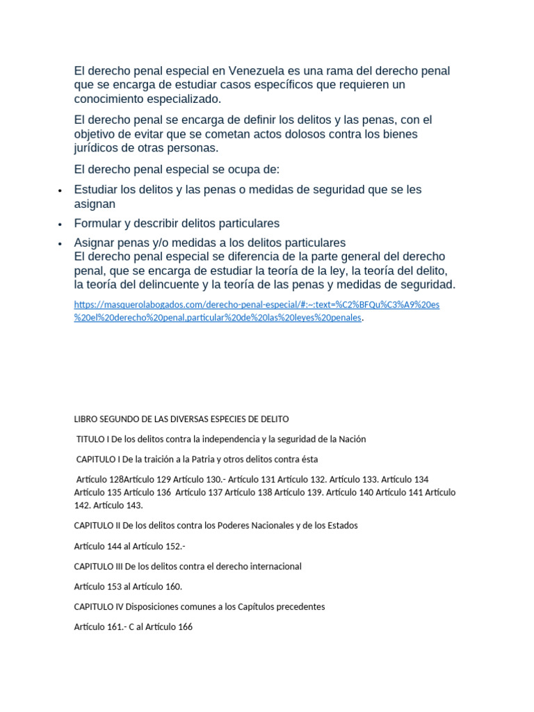 Derecho Penal Especial en Venezuela | PDF | Derecho penal | Derecho ...