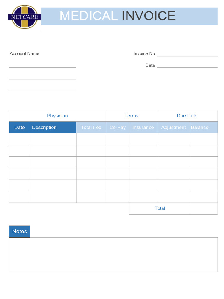 Medical Invoice Template | PDF