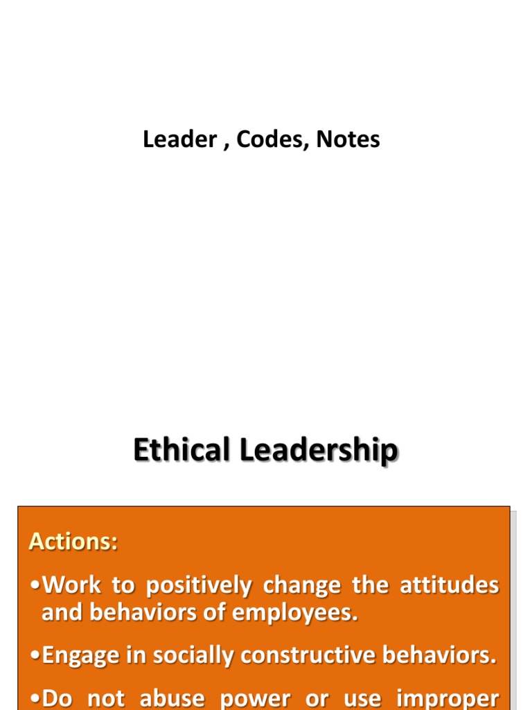Leader, Codes, Notes PDF Leadership Mentorship