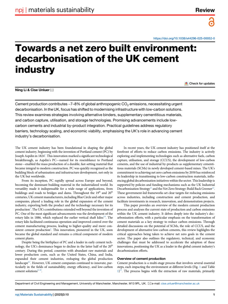 UK Cement Industry Decarbonisation Strategies | PDF | Cement | Carbon ...
