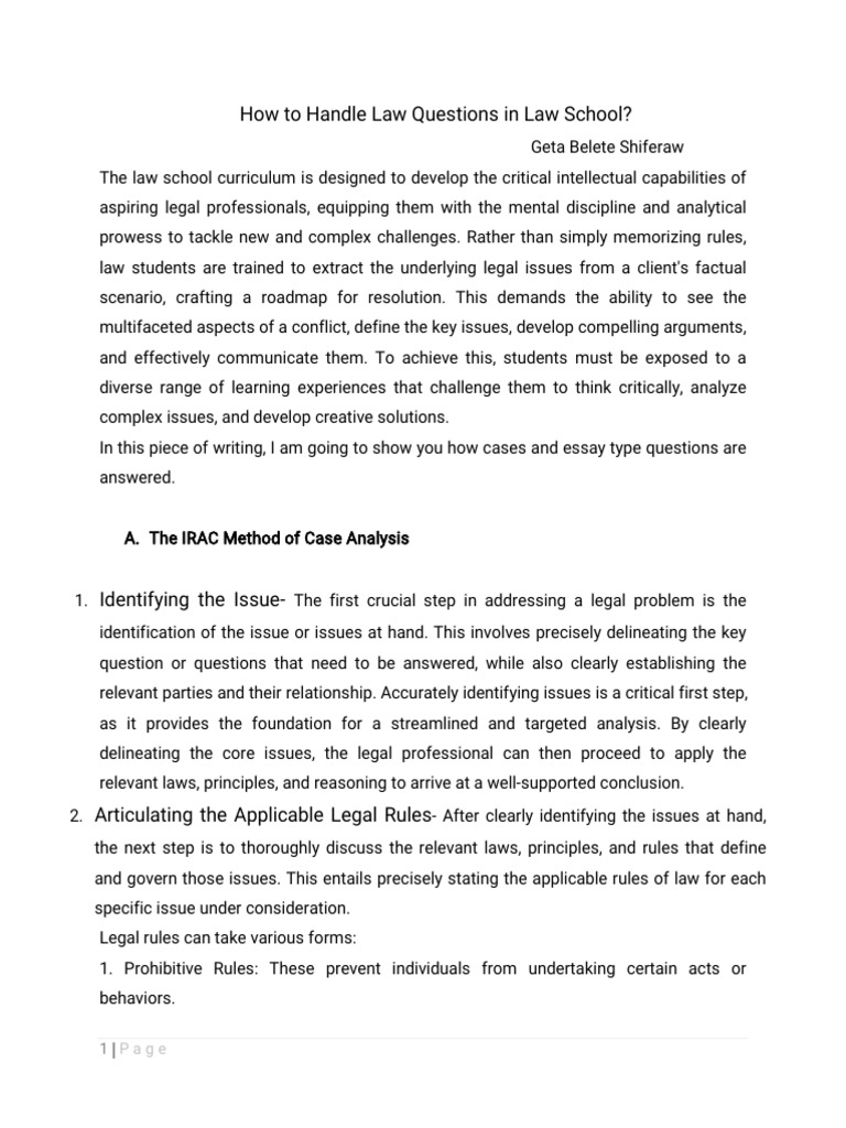 Law School Case Analysis Techniques | PDF