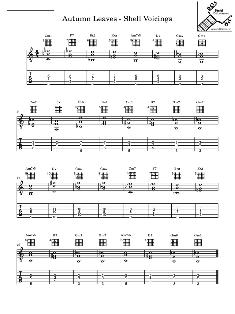 Autumn Leaves Shell Voicings Guide | PDF | Chord (Music) | Pitch (Music)