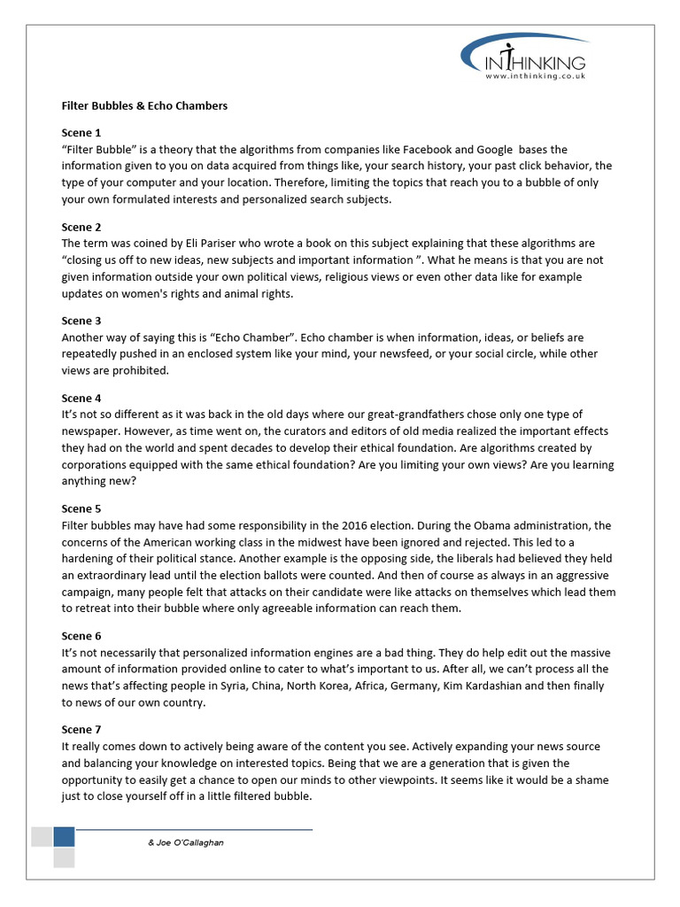 Filter Bubbles Echo Chambers Transcript Pdf Human Communication