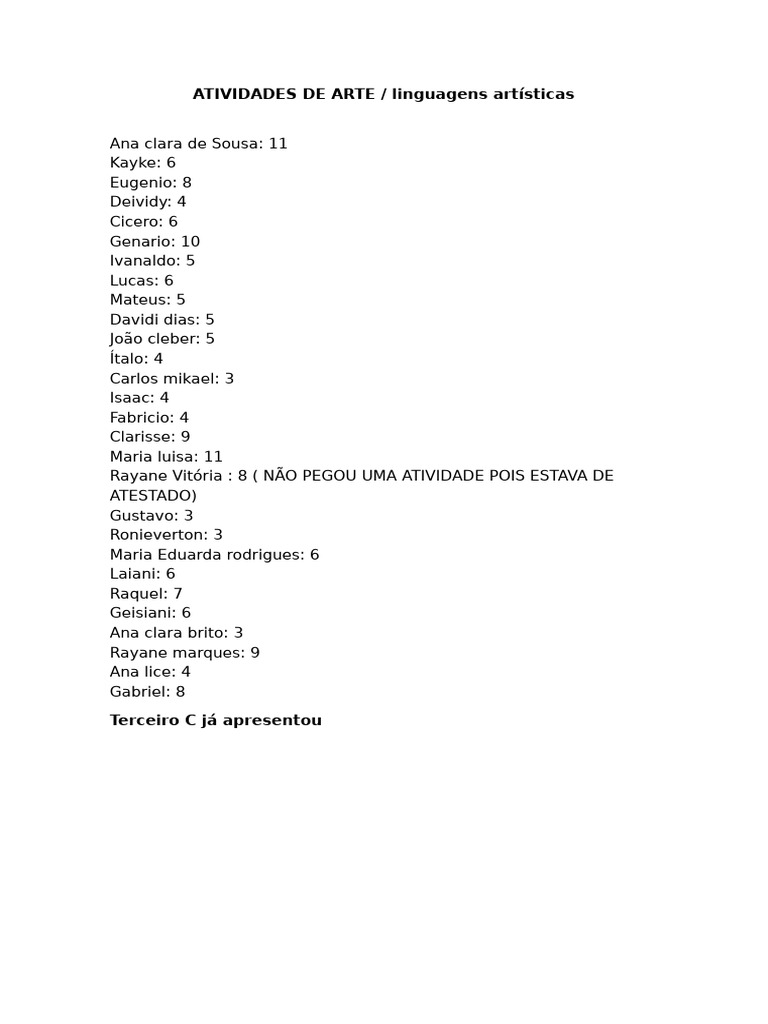 Atividades de Arte para 3º Ano | PDF