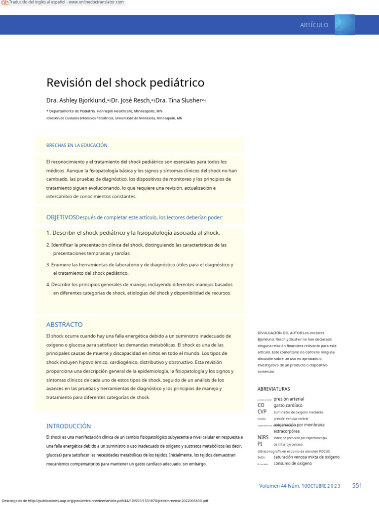 SHOCK en Es | PDF | Choque (circulatorio) | Septicemia