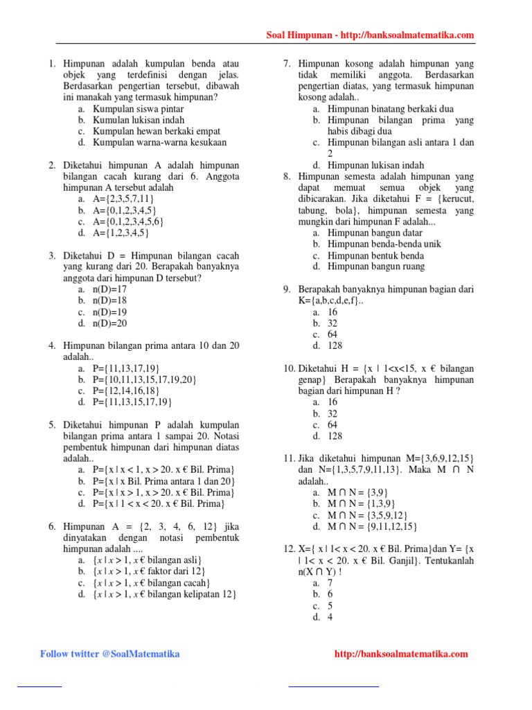 Contoh Soal Himpunan Untuk Smp - How To AA