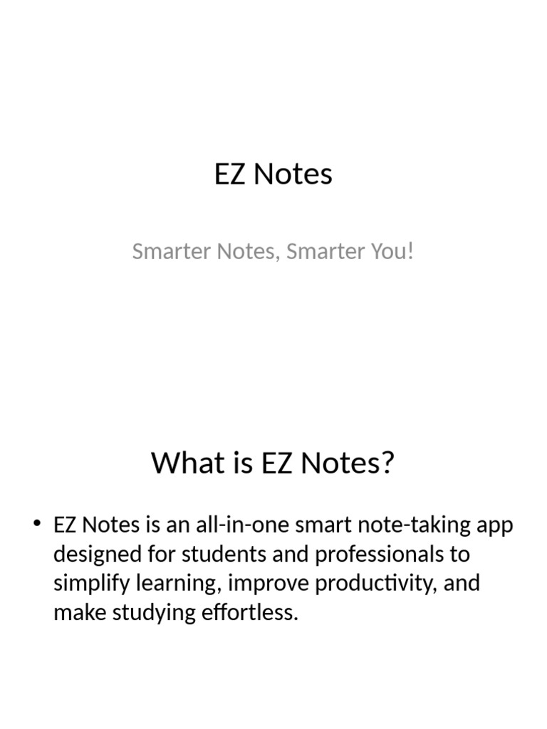 EZ Notes: Smart Note-Taking App | PDF