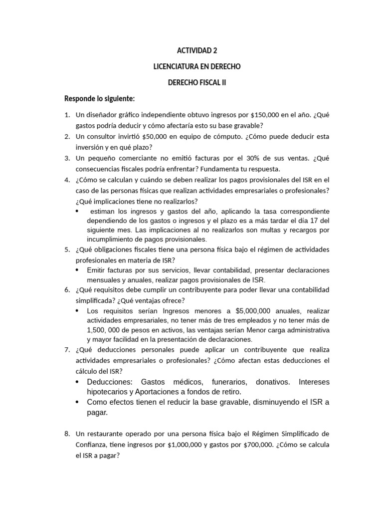 Actividad 2 | PDF | Impuesto sobre la renta | Depreciación
