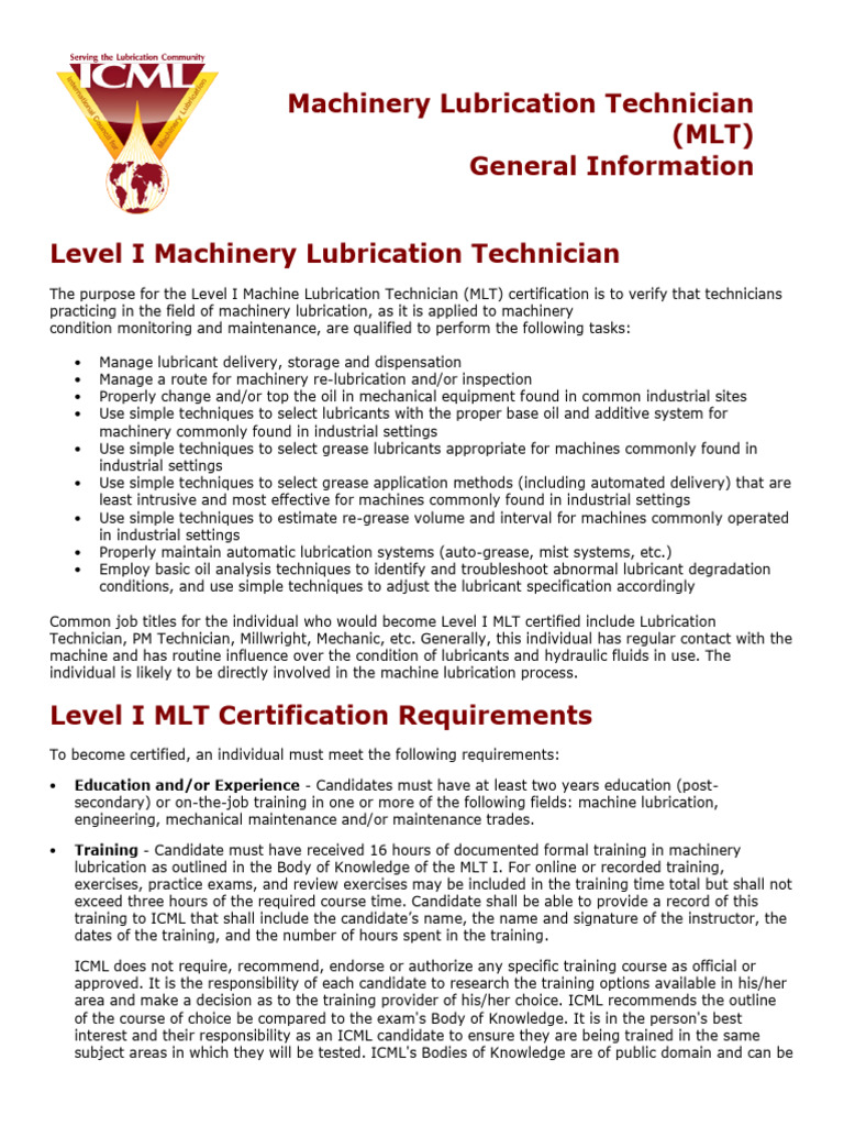 Level I Machinery Lubrication Certification | PDF | Lubricant | Bearing ...