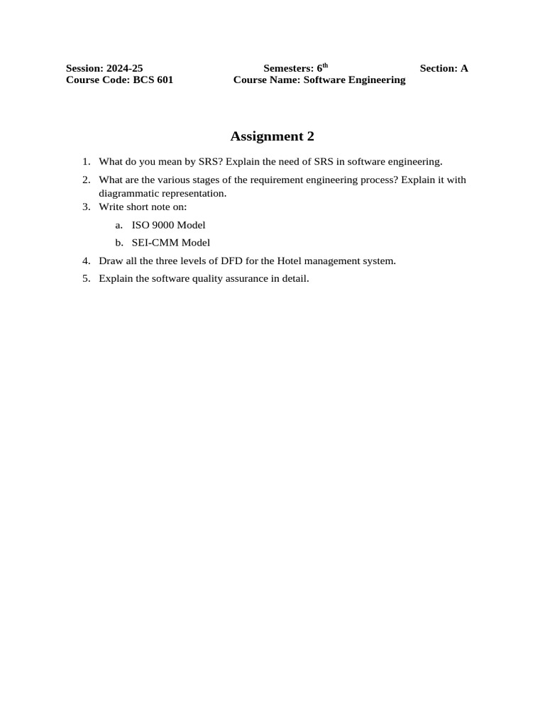 Software Engineering Assignment 2 Guide | PDF